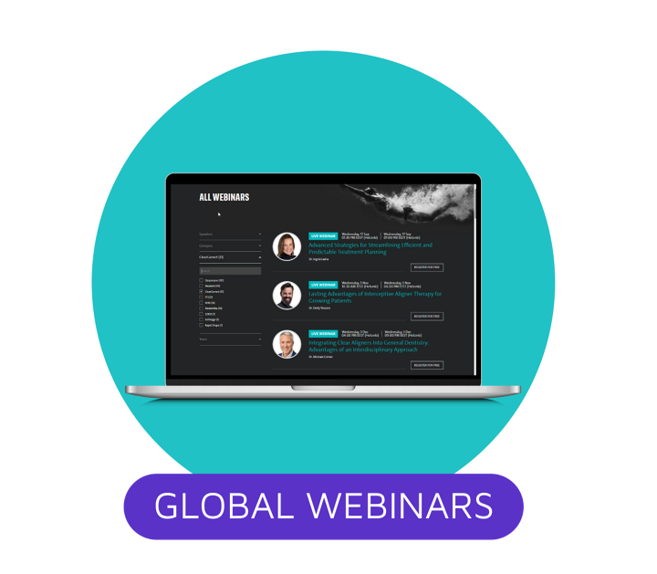 List of webinars on screen