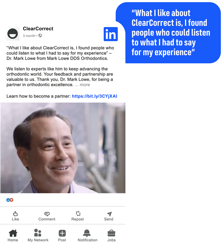 ClearCorrect LinkedIn post
