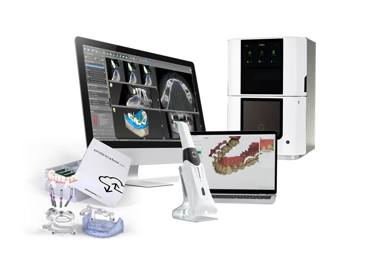 Straumann digital ecoystem with AXS, smile in a box, sirios scanner, planning software and printers