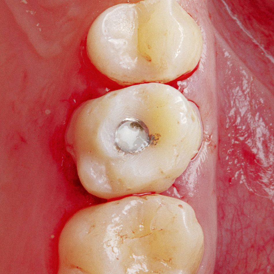Abb. 17: Variobase und PMMA Temp auf dem Implantat verschraubt
