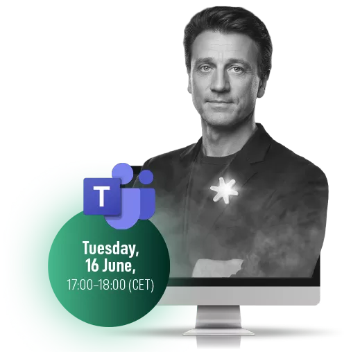 person, laptop, date for webinar