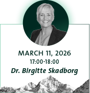 card image with woman, mountain in background and grey text