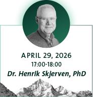 picture of a man, mountain in background and grey text