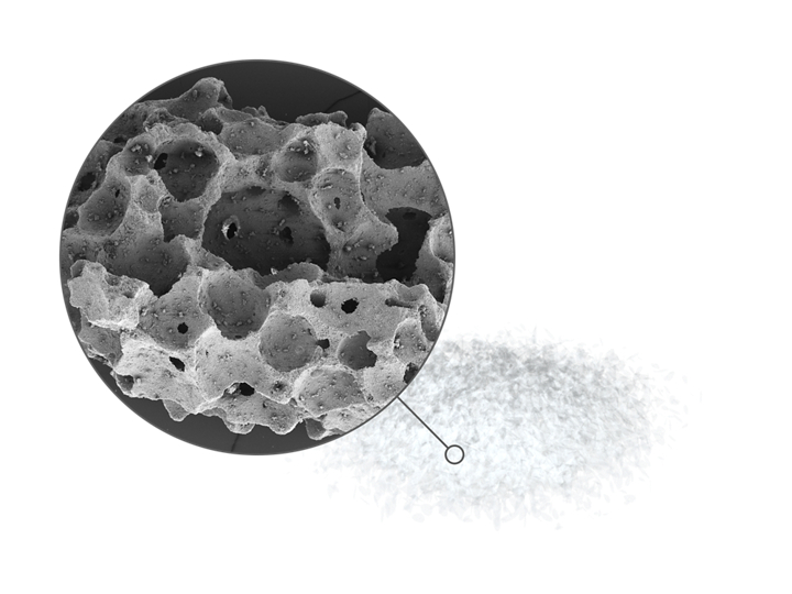 A block of synthetic micromacroporous biphasic calcium-phosphate