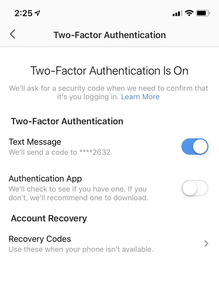 Two-factor authentication will protect your account and, by extension, your patients. You can set up text message verification and/or an authentication app. 