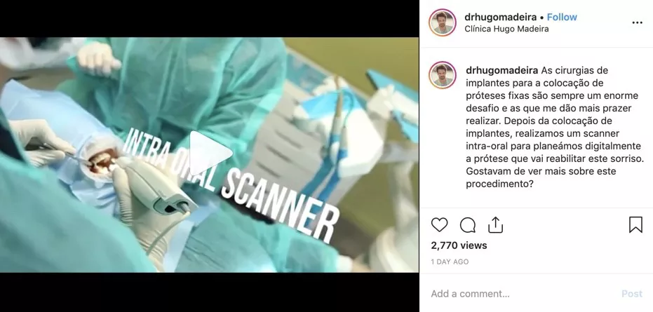   Educational posts like this one from Dr. Hugo Madeira will inform patients about procedures you offer and help them feel more comfortable about what’s involved. 